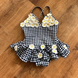 NWT Gingham Daisy Ruffle Swimsuit baby girls 6-9 months